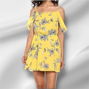 Bardot Floral Yellow Off-Shoulder Dress